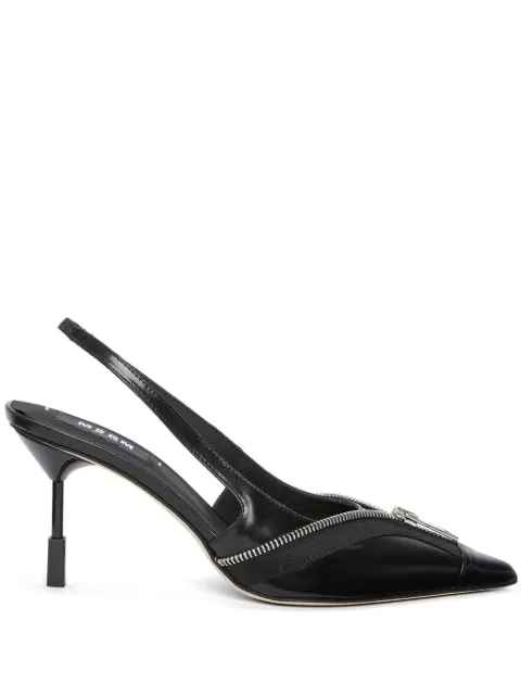 MSGM zip-detail slingback pumps