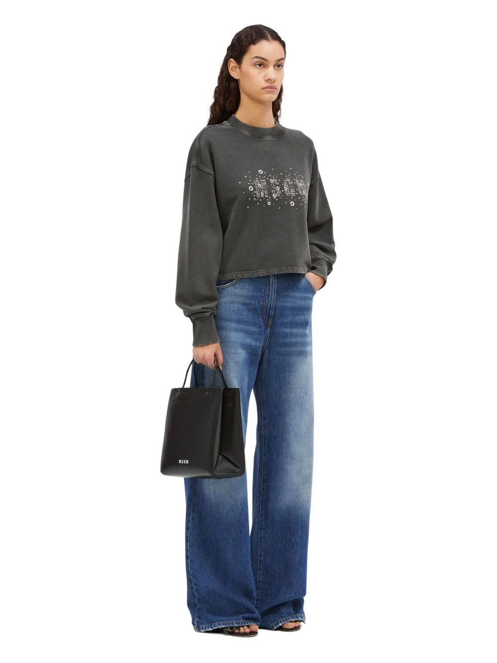 Msgm Logo-embellished Sweatshirt In Gray