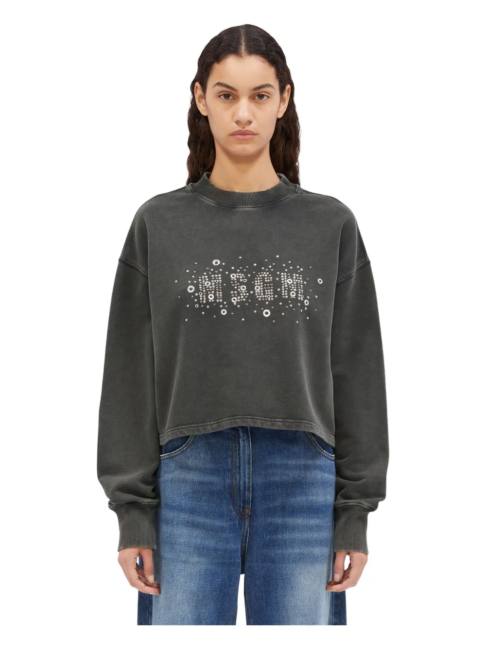 Msgm Logo-embellished Sweatshirt In Gray