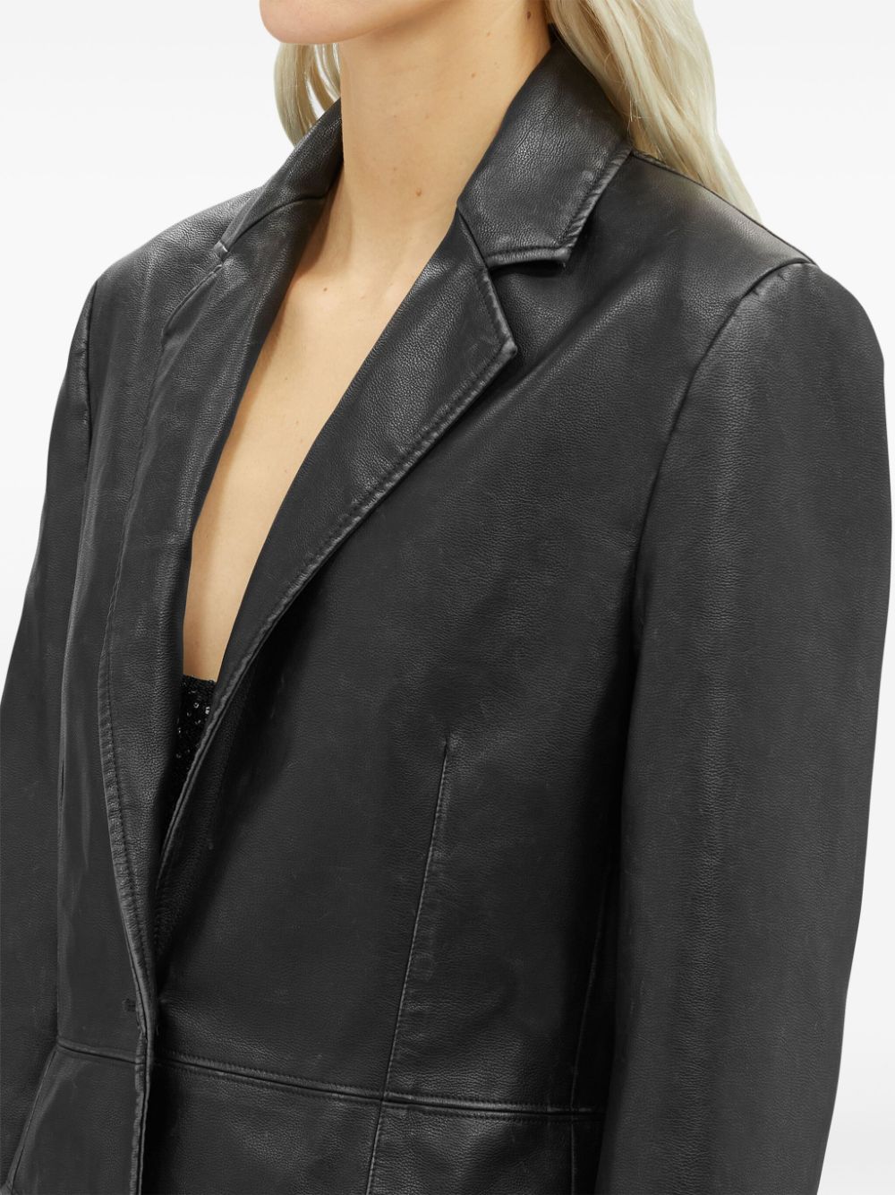 MSGM Leren blazer Zwart