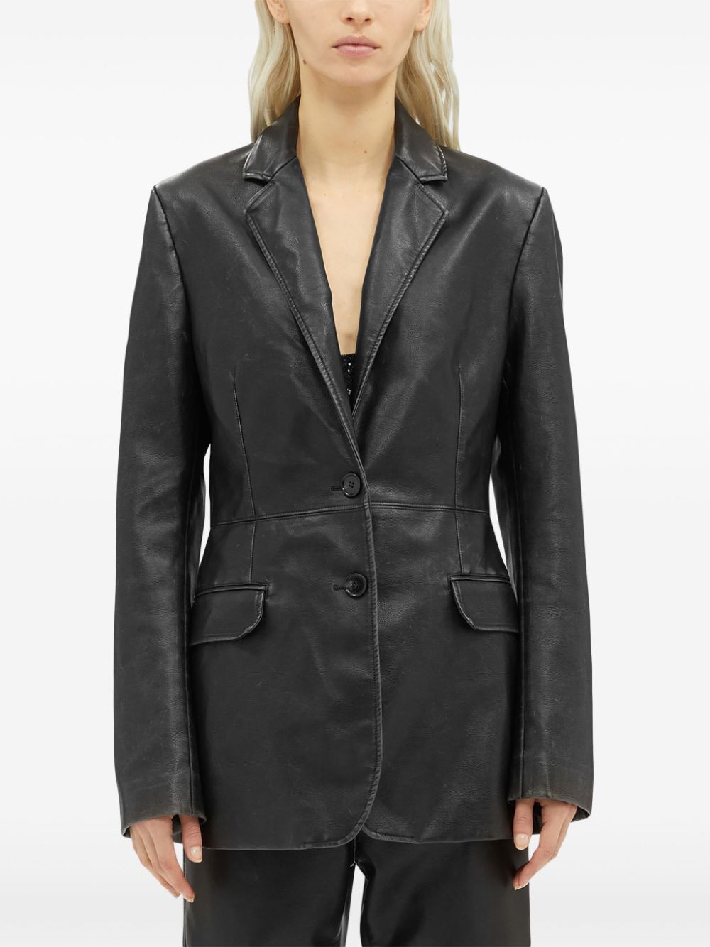 MSGM Leren blazer Zwart