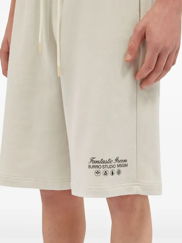 ショーツ MSGM COTTON SHORTS WITH GALLO PRINT MSGM logo-print Cotton Track Shorts | Neutrals | FARFETCH