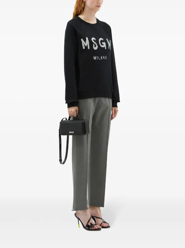MSGM logo-print Cotton Sweatshirt | Black | FARFETCH GE