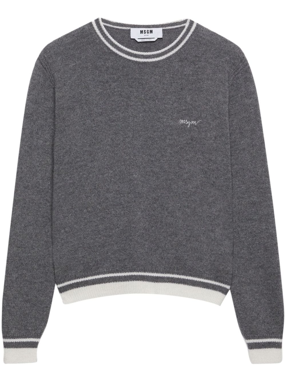 Shop Msgm Embroidered-logo Sweatshirt In Grey