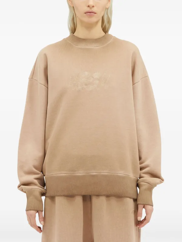 スウェット・トレーナー MSGM EMBROIDERED FLEECE SWEATSHIRT WITH ZIP Cotton blend sweatshirt with 