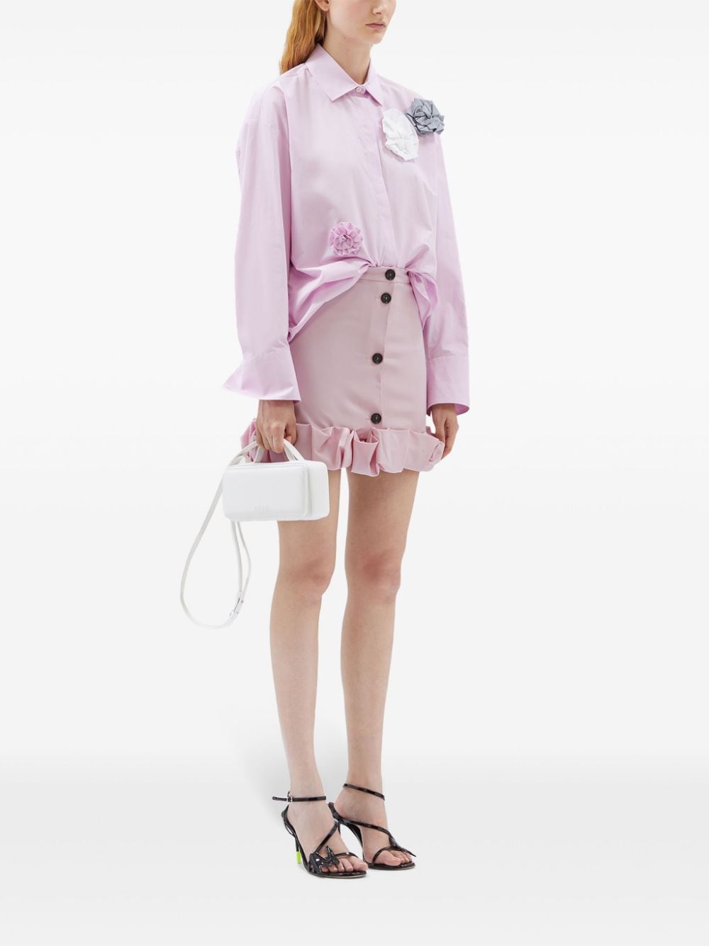 MSGM Katoenen blouse met bloemenpatch - Roze