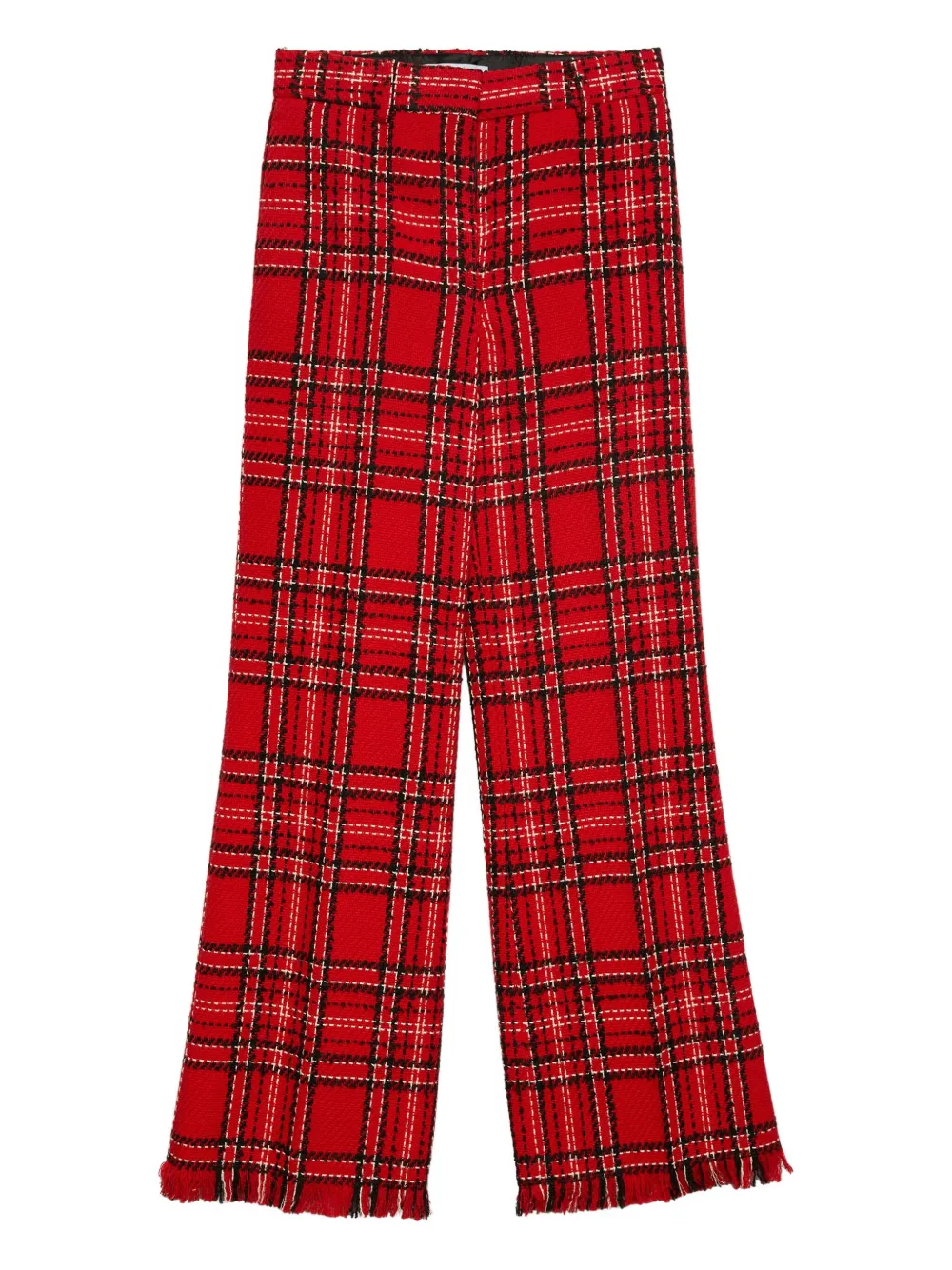 MSGM Calça reta xadrez com franjas | Vermelho | Image 1