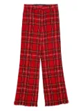 MSGM plaid fringed straight trousers - Red