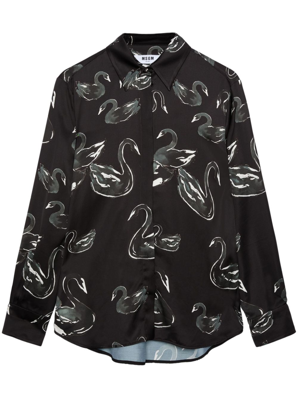 swan-print shirt