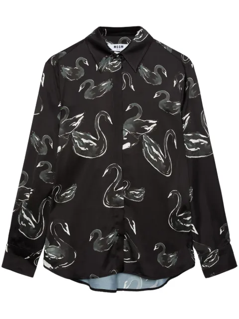 MSGM camisa con estampado de cisne