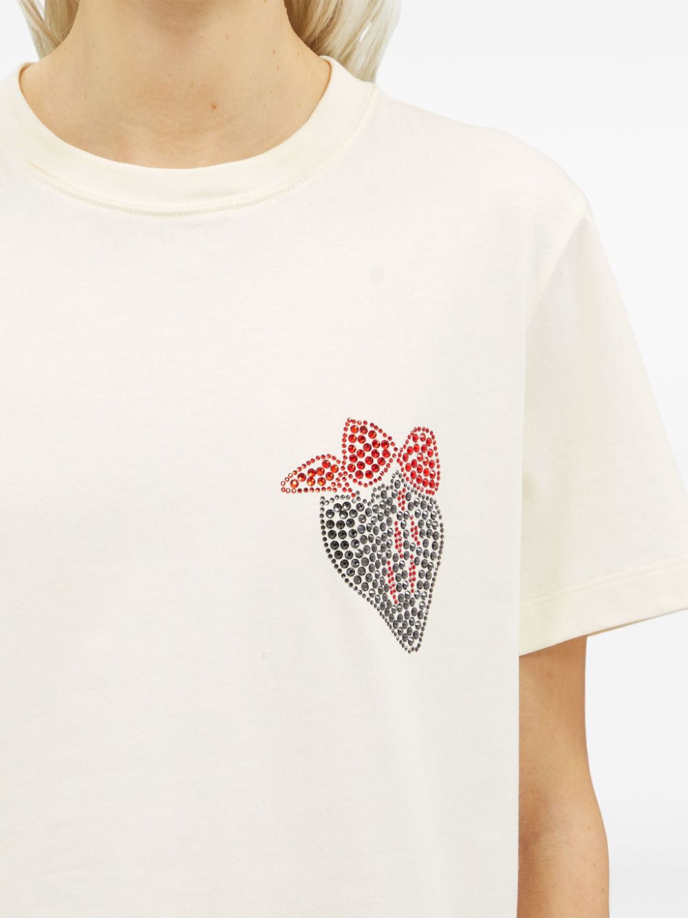 Shop Msgm Crystal-embellished Crew-neck T-shirt In White