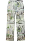 MSGM graphic-print straight trousers - Green
