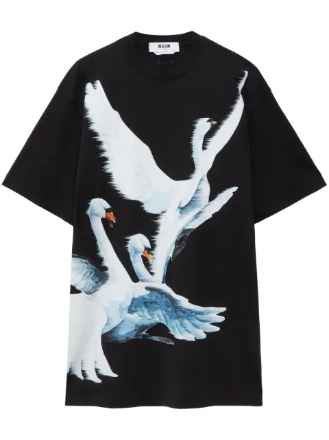 MSGM swan-print T-shirt dress