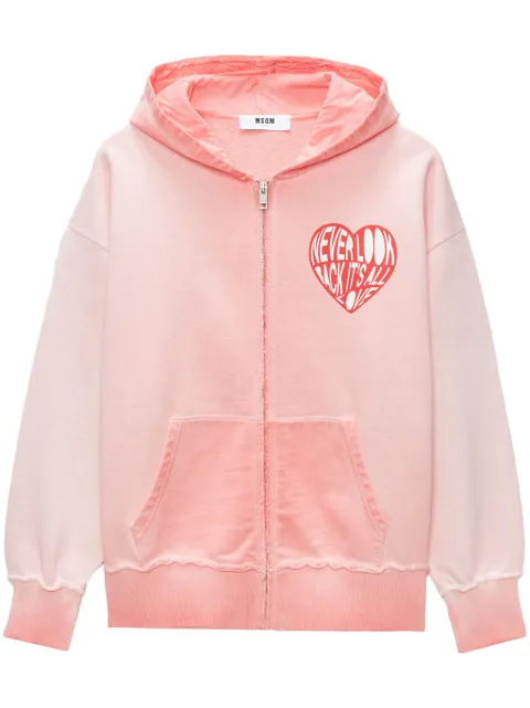 MSGM hoodie con corazones estampados y cierre