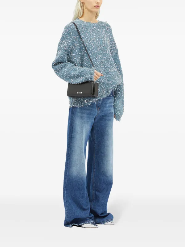 MSGM スウェットシャツ XS 青 Light blue cotton sweatshirt with maxi logo print - MSGM