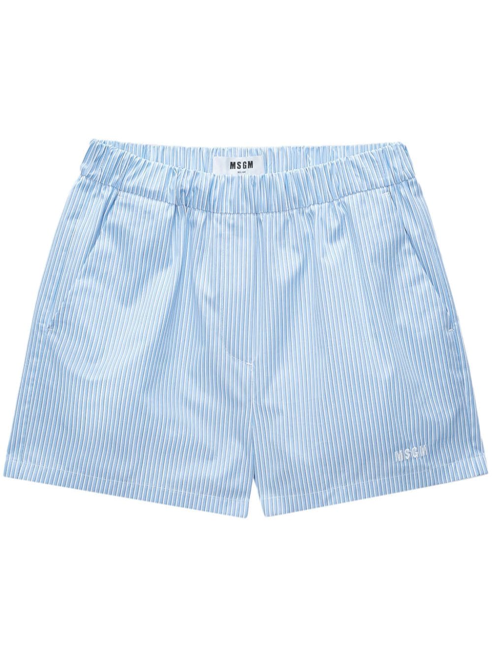 MSGM striped track shorts - Blu