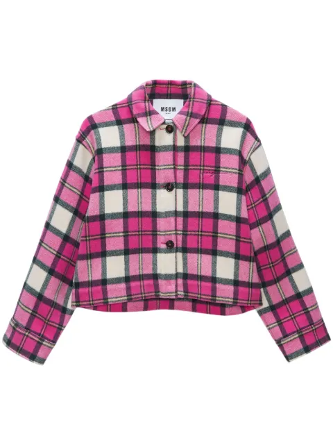 MSGM checkerboard-print cropped jacket