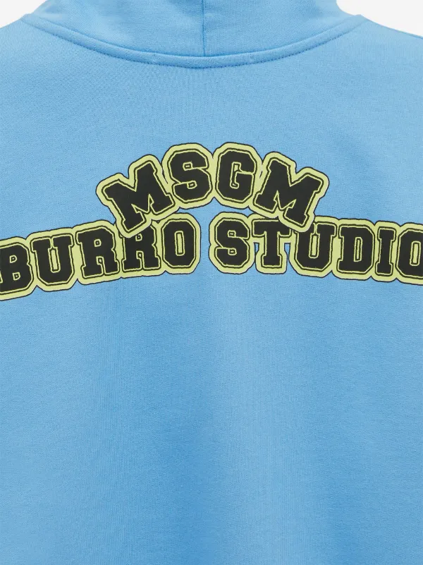 【送料&関税込】MSGM Logo Printed Drawstring Hoodie MSGM logo-printed Drawstring Hoodie | Blue | FARFETCH