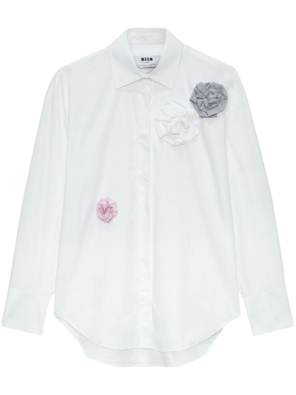 MSGM floral-appliqué poplin shirt - White