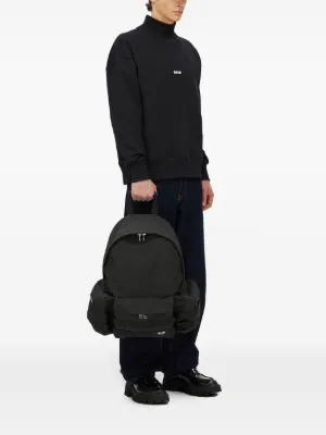 【関税込】MSGM ブラック ロゴ バックパック MSGM エムエスジーエム リュック リュックサック デイパック