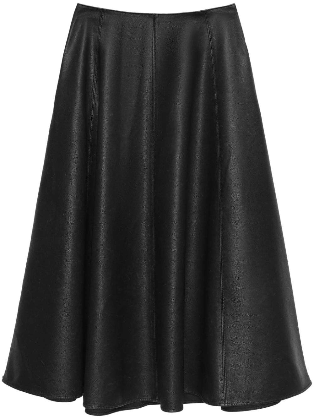 Shop Msgm Calf-leather Pleated Skirt In Black