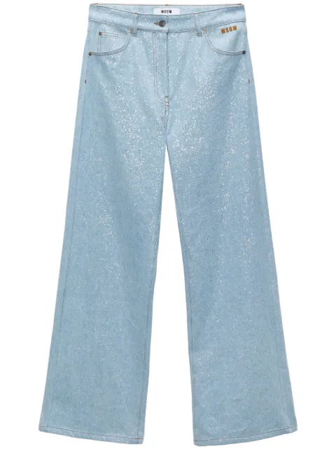 MSGM logo-appliqué wide-leg jeans