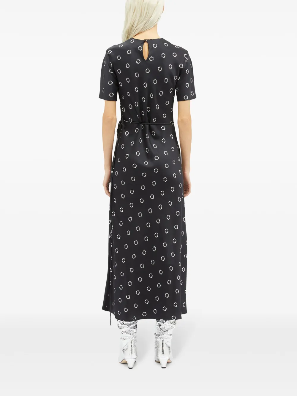 Msgm Graphic-print Maxi Dress In Black