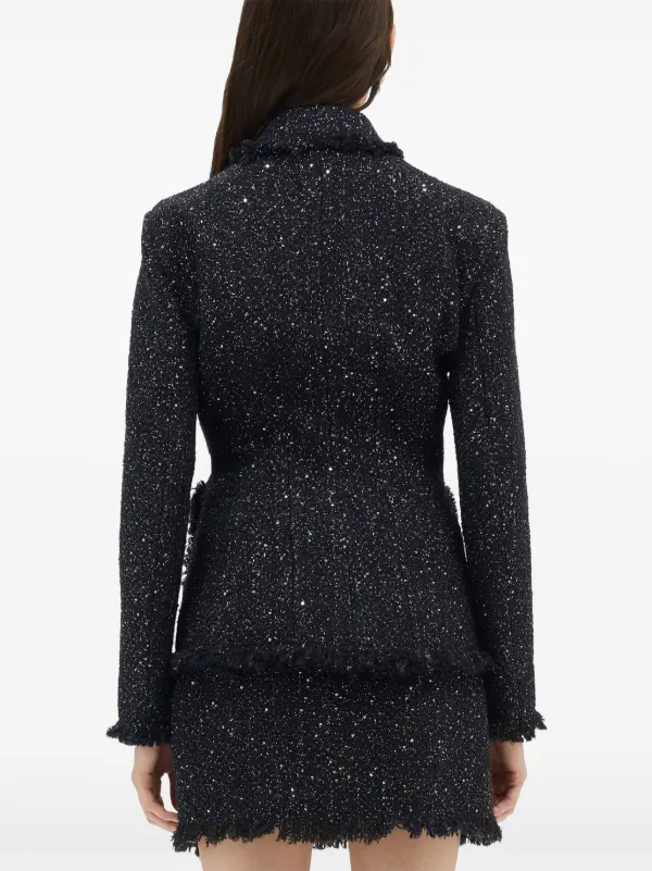 MSGM single-breasted Bouclé Blazer | Black | FARFETCH