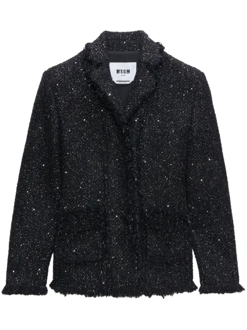 Blazer en tweed à simple boutonnage - MSGM - Modalova