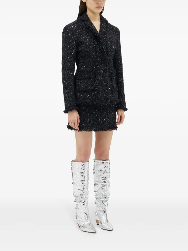 MSGM| (3740MM120 247799 99) MSGM single-breasted Bouclé Blazer | Black | FARFETCH