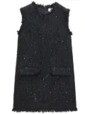 MSGM frayed-edge tweed mini dress - Black