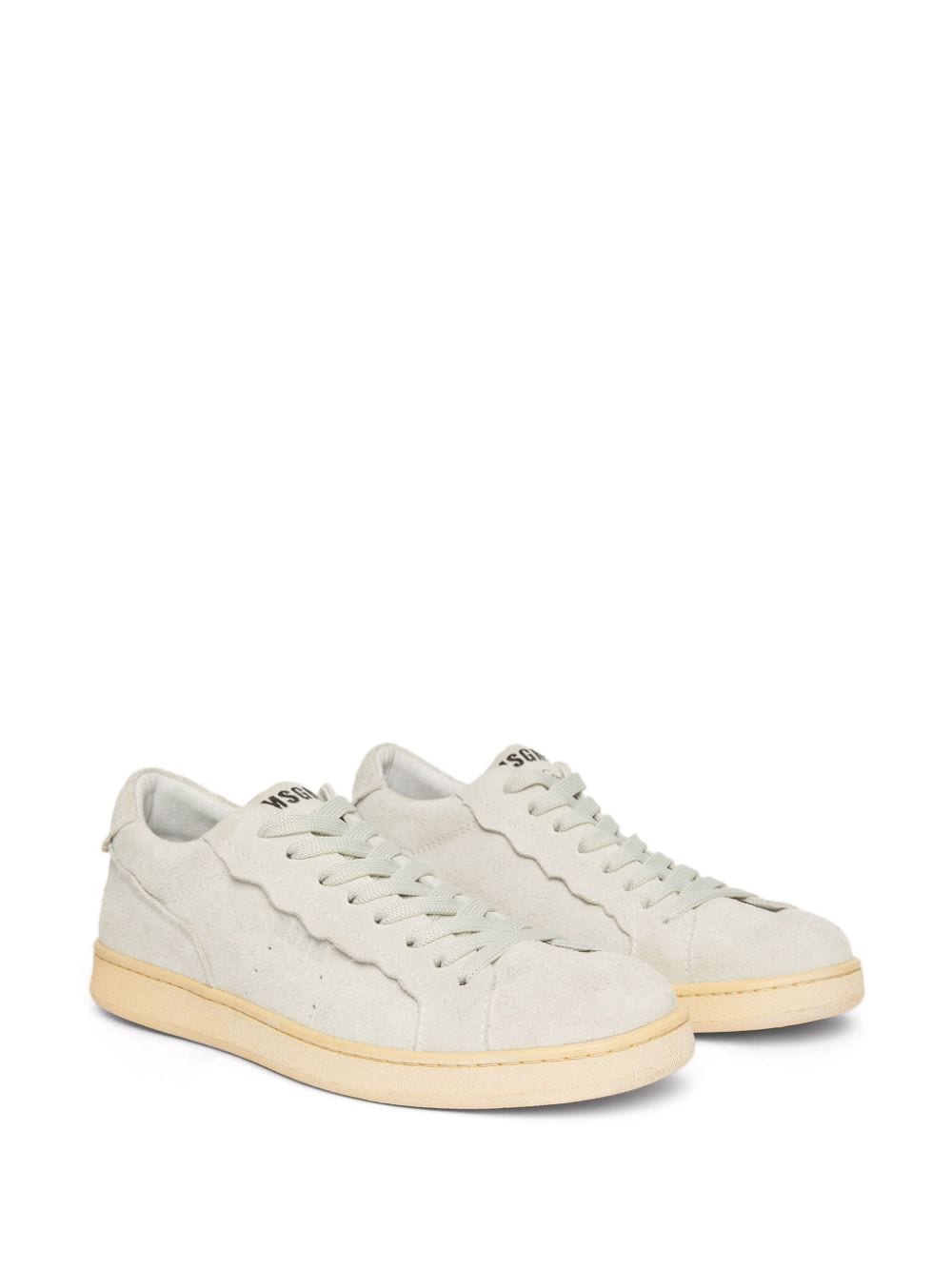 Shop Msgm Panelled Leather Sneakers In White