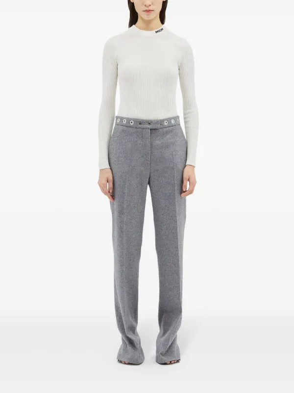 MSGM eyelet-detail Tailored Trousers | Grey | FARFETCH