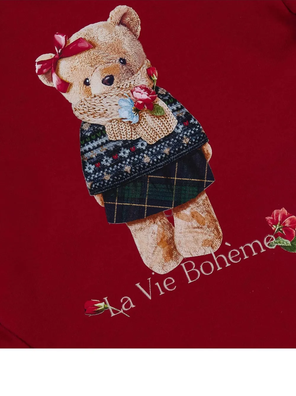 Lapin House Bear-print Pleated Tracksuit In Red