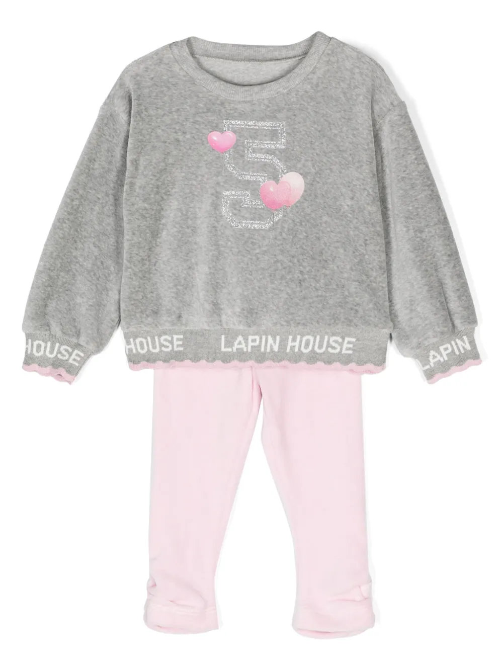 Lapin House Fluwelen trainingspak met patroon Roze