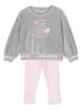 Lapin House number-motif velour tracksuit - Pink