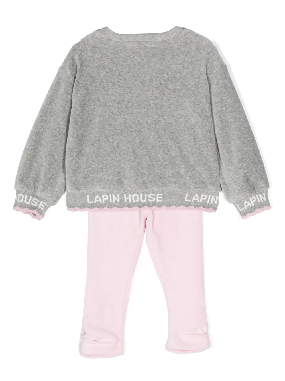 Lapin House Fluwelen trainingspak met patroon Roze