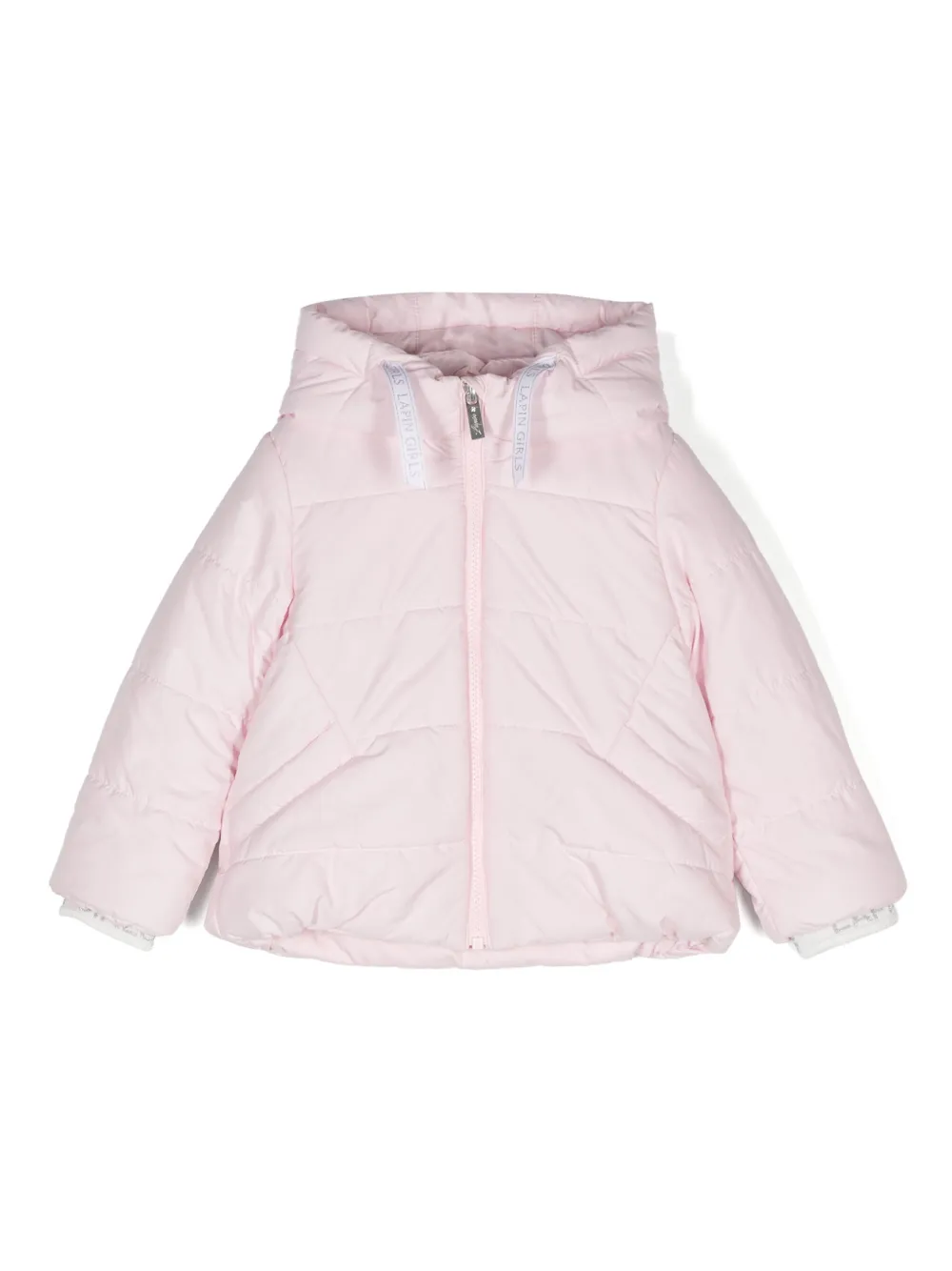 Lapin House quilted hooded jacket - ピンク Lapin House quilted hooded jacket - ピンク