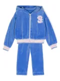 Lapin House number-motif velour tracksuit - Blue