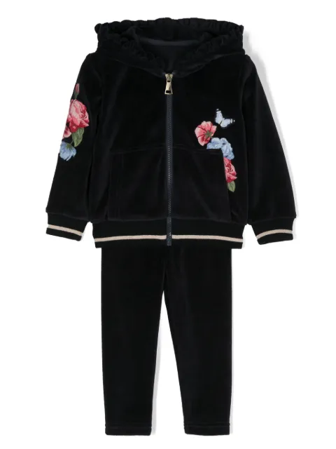 Lapin House floral-embroidered terry-cloth tracksuit