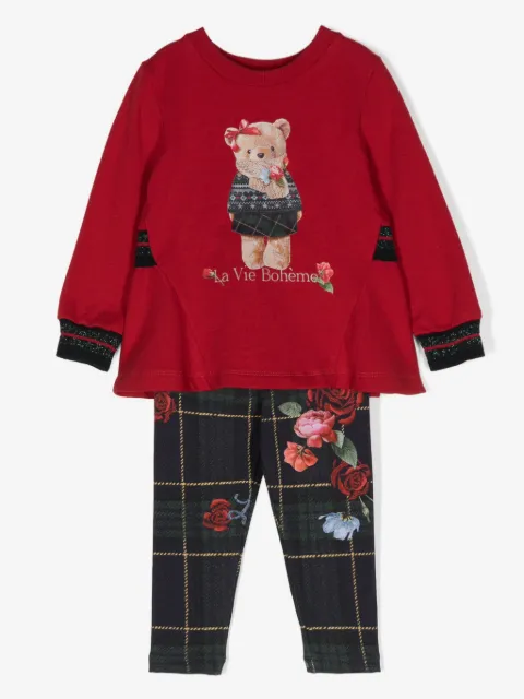 Lapin House Hosen-Set mit Teddy-Print