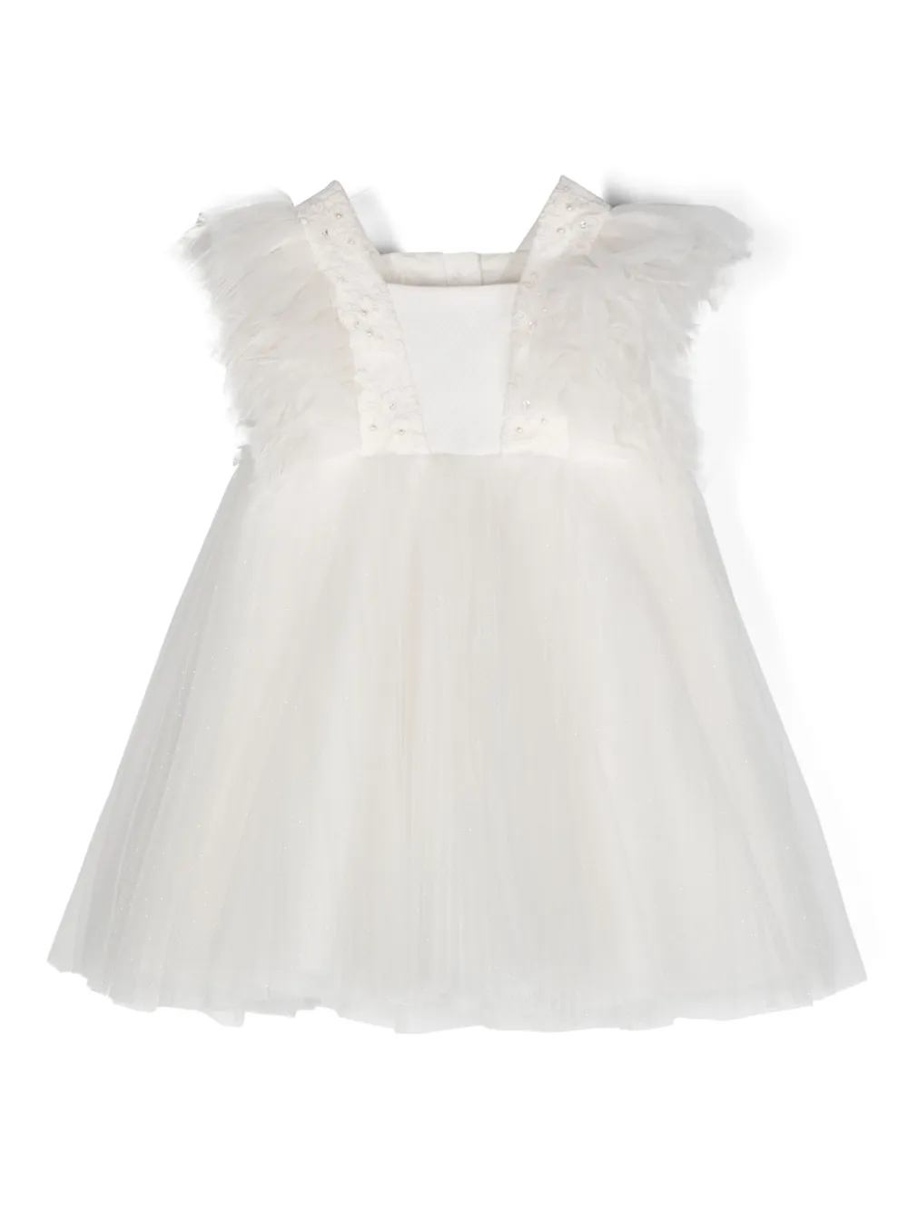 Lapin House Babies' Glittered Tulle Sleeveless Dress In White