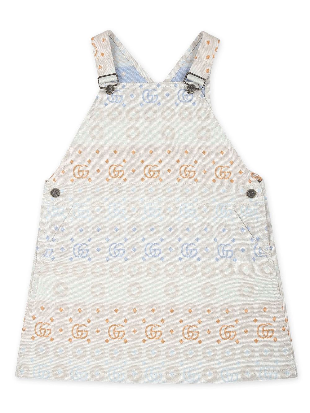 Shop Gucci Double G Cotton Dungaree Dress In White