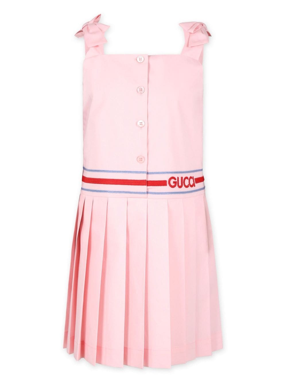 Gucci Kids' Embroidered-logo Pleated Dress In Pink