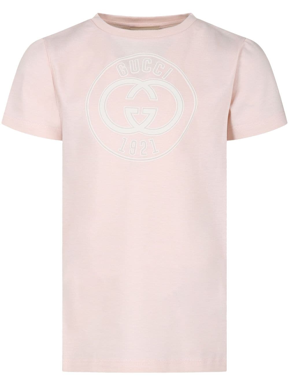 Gucci Kids' Interlocking G-print Cotton T-shirt In Pink