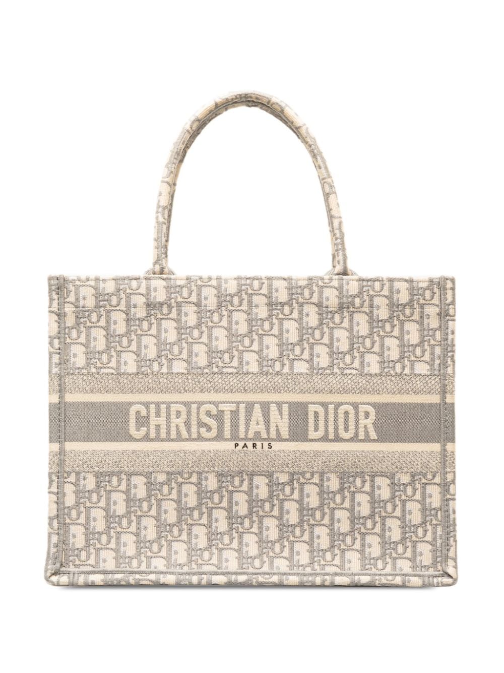 Pre-owned Dior 2022 Medium Oblique Book Tote Bag In Grey