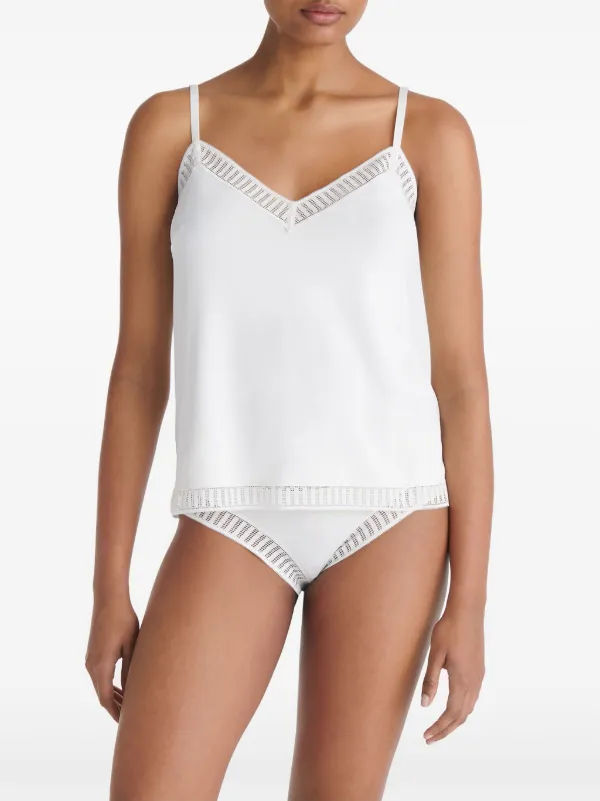 トップス logo gradation camisole white Eco Mena Lace-Trim Sweater Cami | GUESS