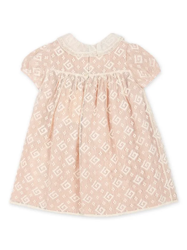 Gucci Kids Jurk Met GG Macrame Detail Roze FARFETCH NL