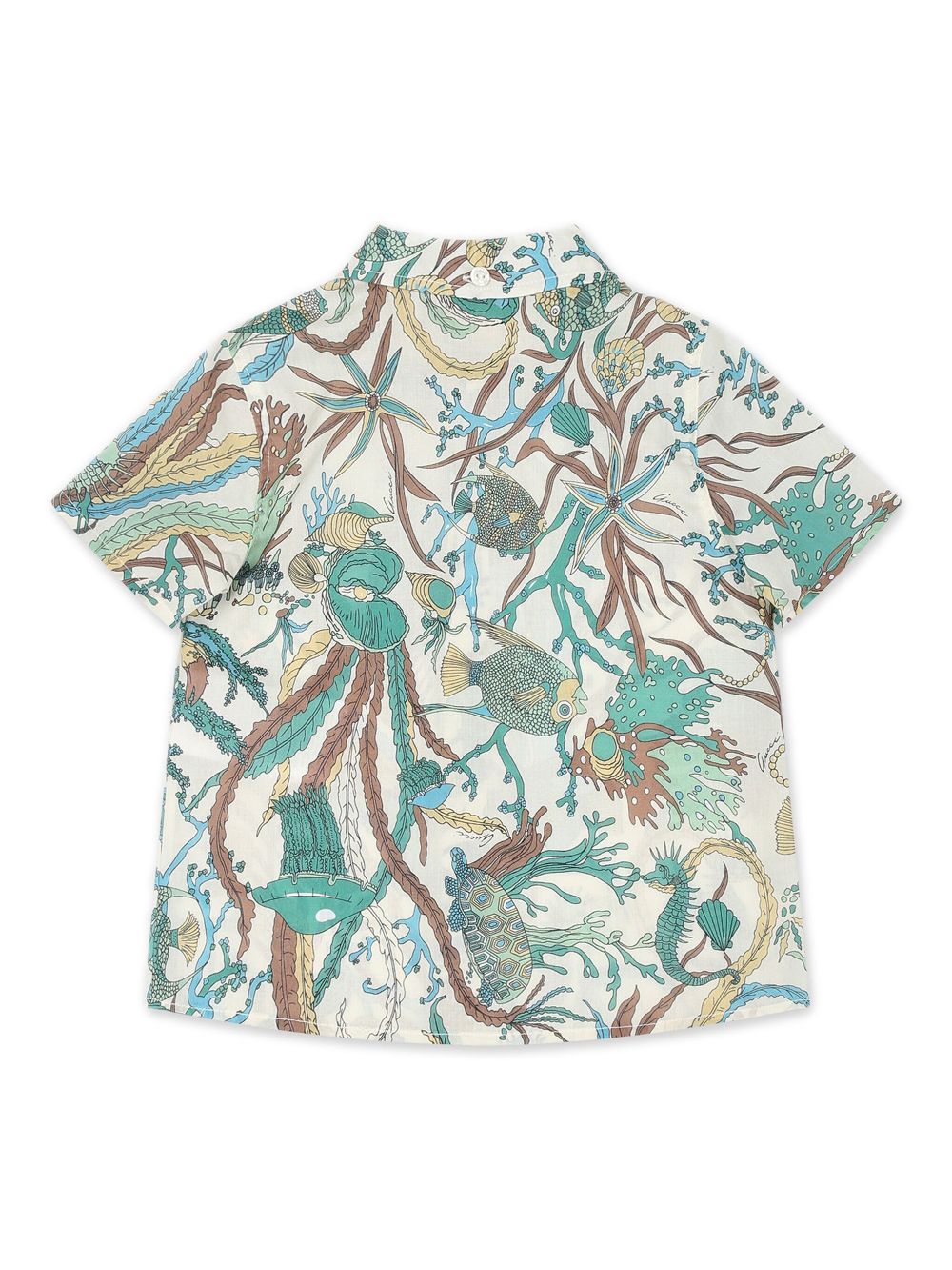 Gucci Kids Marine-print cotton shirt - Green