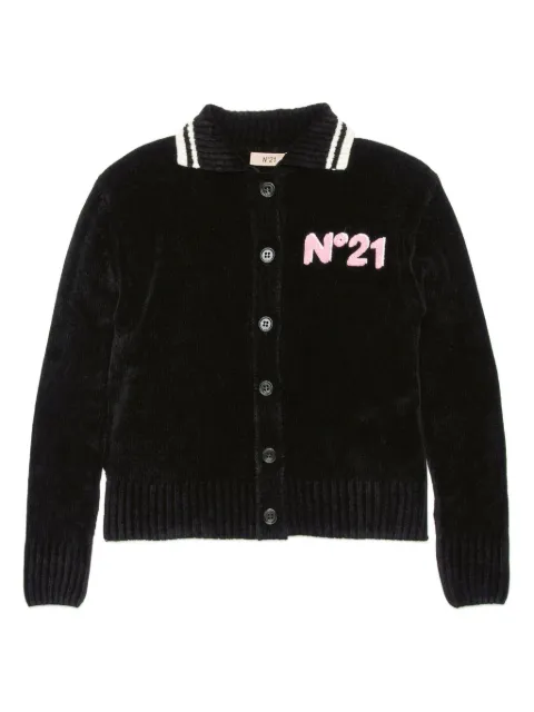 Nº21 Kids logo-appliqué spread-collar cardigan